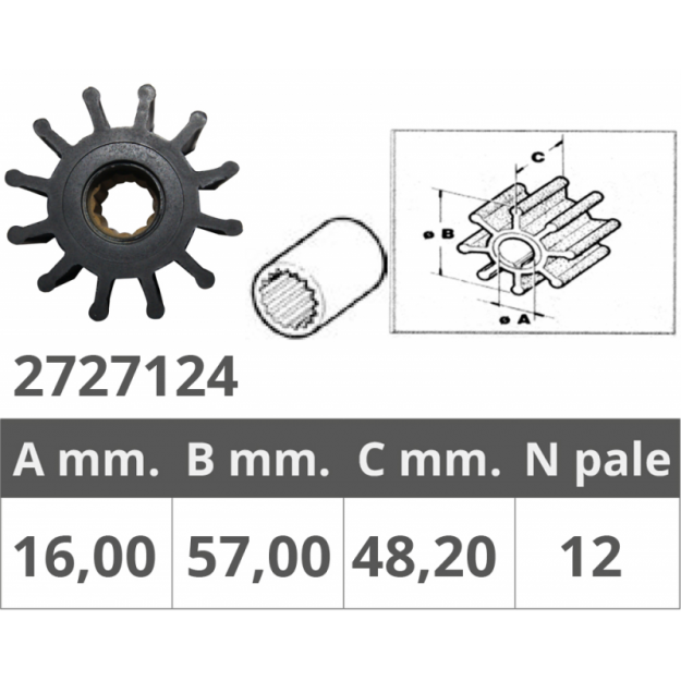 IMPELLER Jabsco, Johnson, Volvo Penta, Yamaha, Yanmar, 43282
