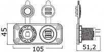 GNIAZDO ZAPALNICZKI + 2xUSB BIAŁE 61834 - 2